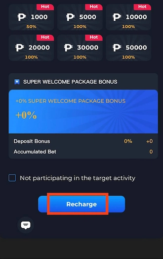 Step 2: Next, members choose the amount of money they want to deposit into their betting account. 