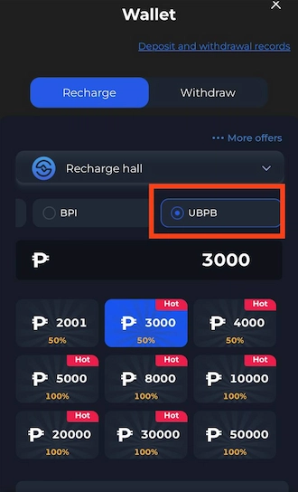 Step 1: select UBPB as the payment method.